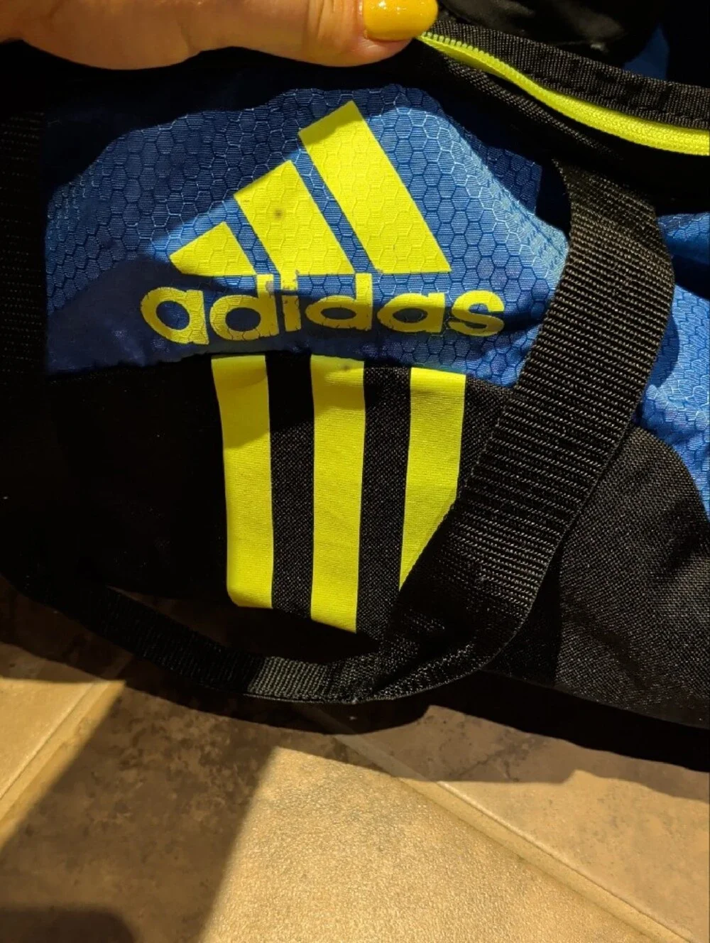 adidas Blue and Neon Yellow Training Duffel